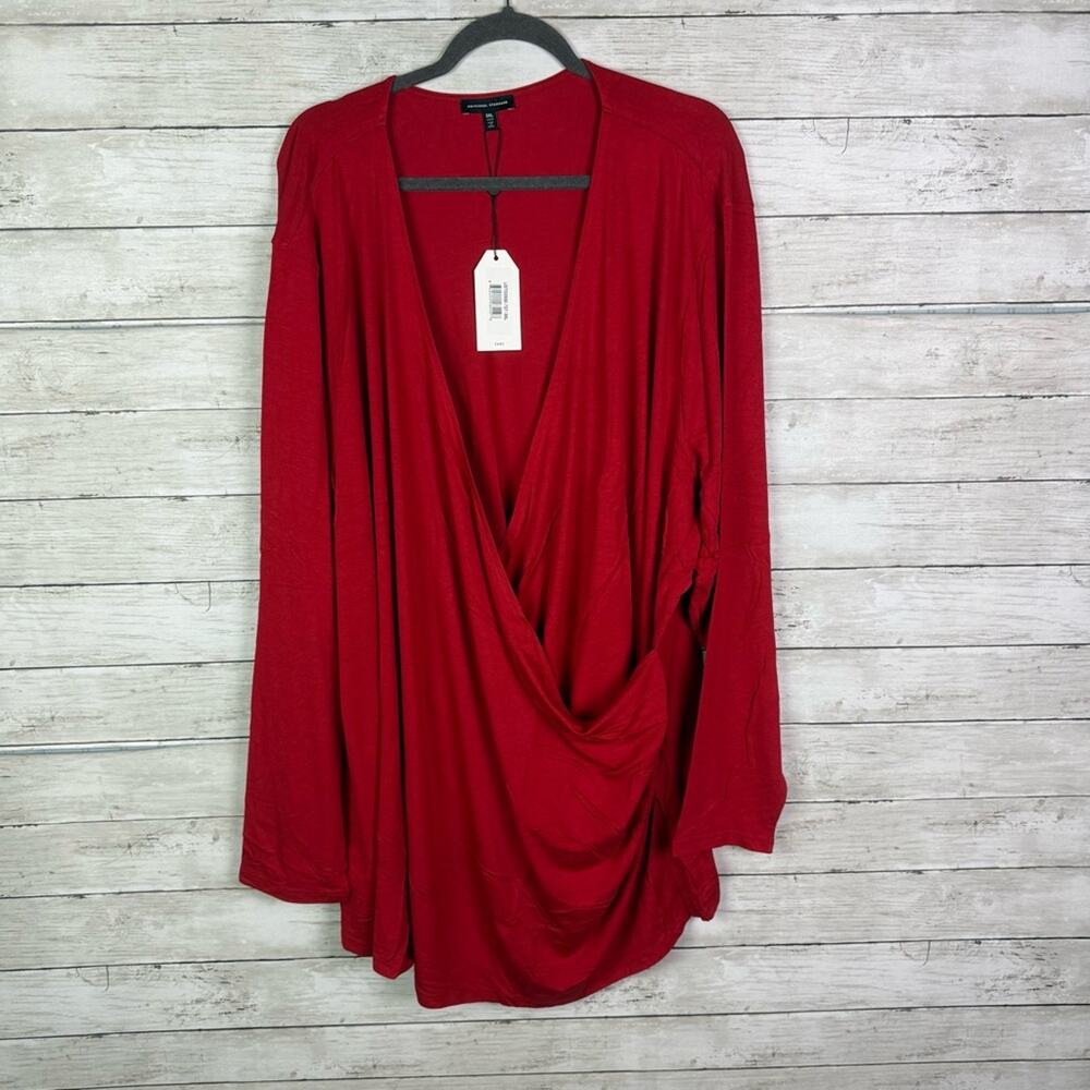 Universal Standard Faux Wrap Long Sleeve Top Red Size 3XL/6X